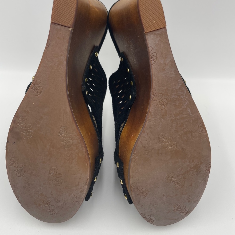 Matt Bergson Woven Leather Wedge Sandal With Gold Accents Size 9 - Picture 5 of 9
